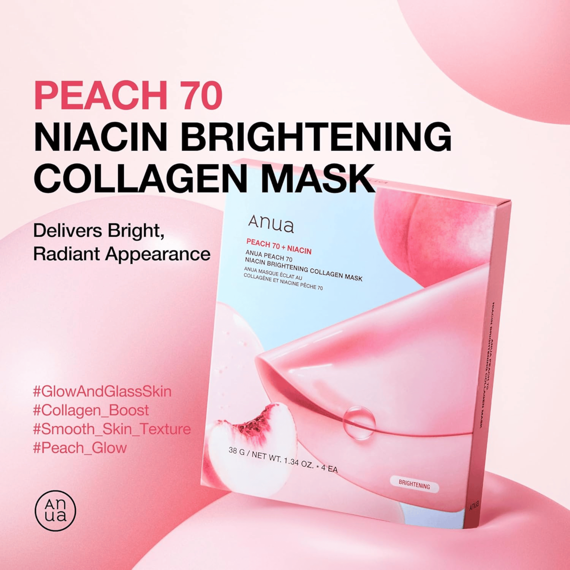 Anua Peach 70 Niacin Brightening Collagen Mask 1 Stück - cosmadic