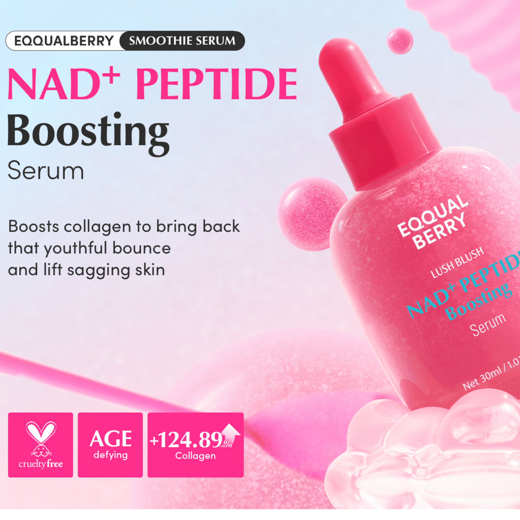 EQQUALBERRY NAD+ Peptide Boosting Serum 30ml - cosmadic