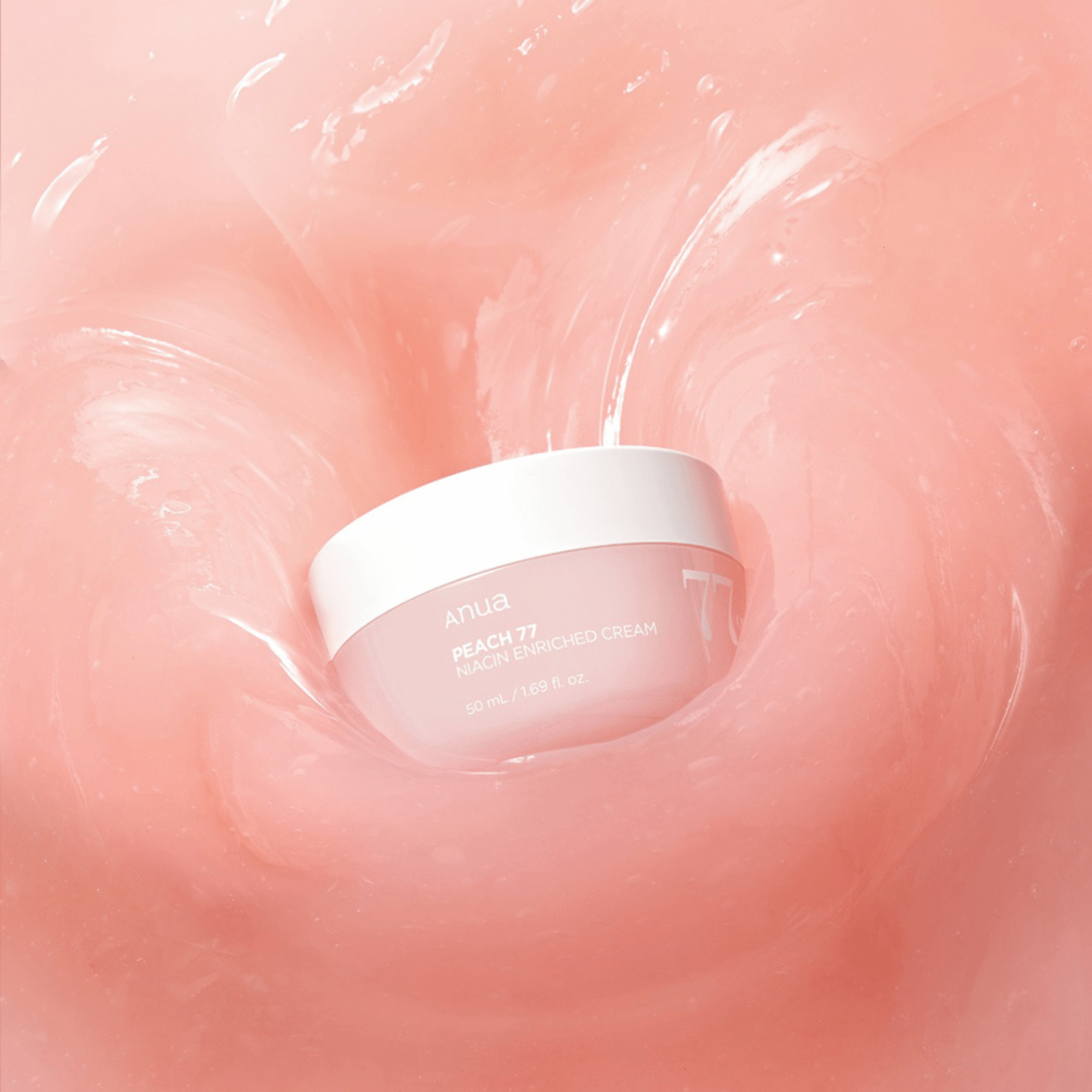 Anua Peach 77 Cream umgeben von zartem Gel – feuchtigkeitsspendende K Beauty Creme mit Niacinamid.