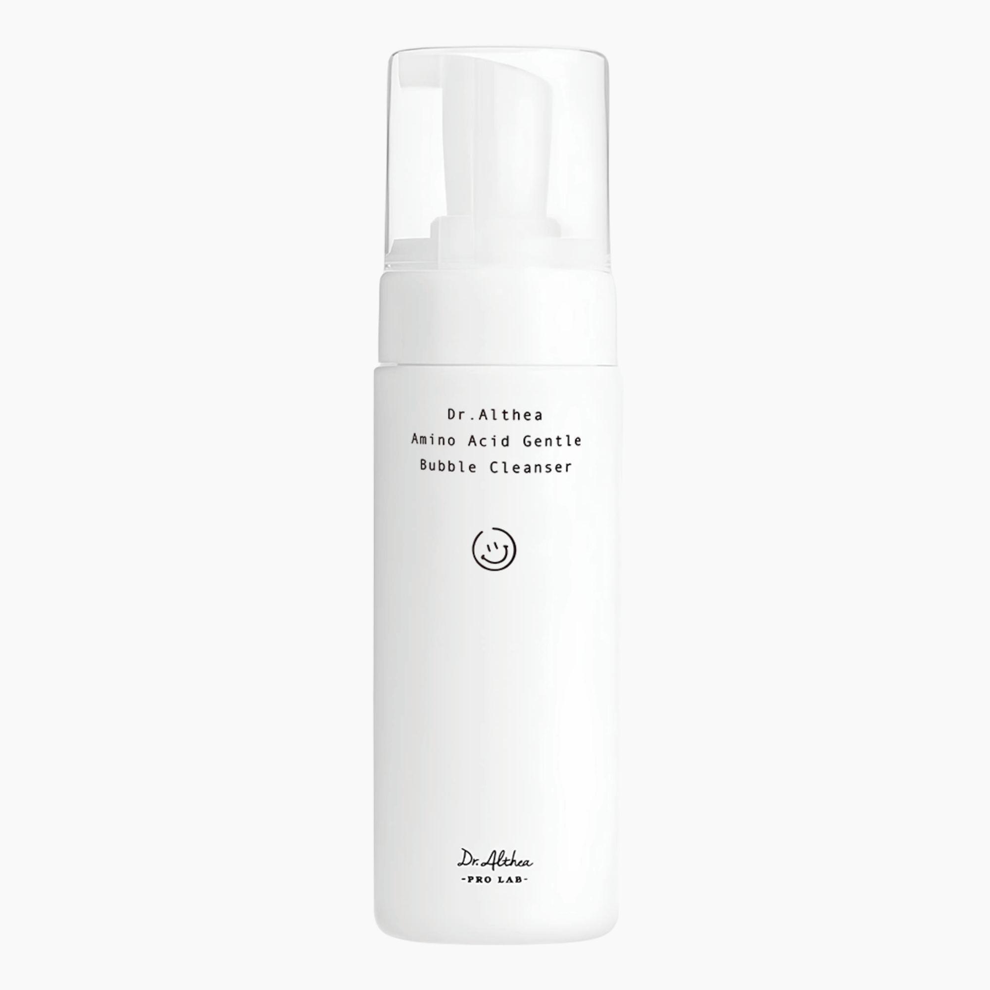Dr. Althea Amino Acid Gentle Bubble Cleanser in einer weißen Pumpflasche mit einfachem schwarzem Text.