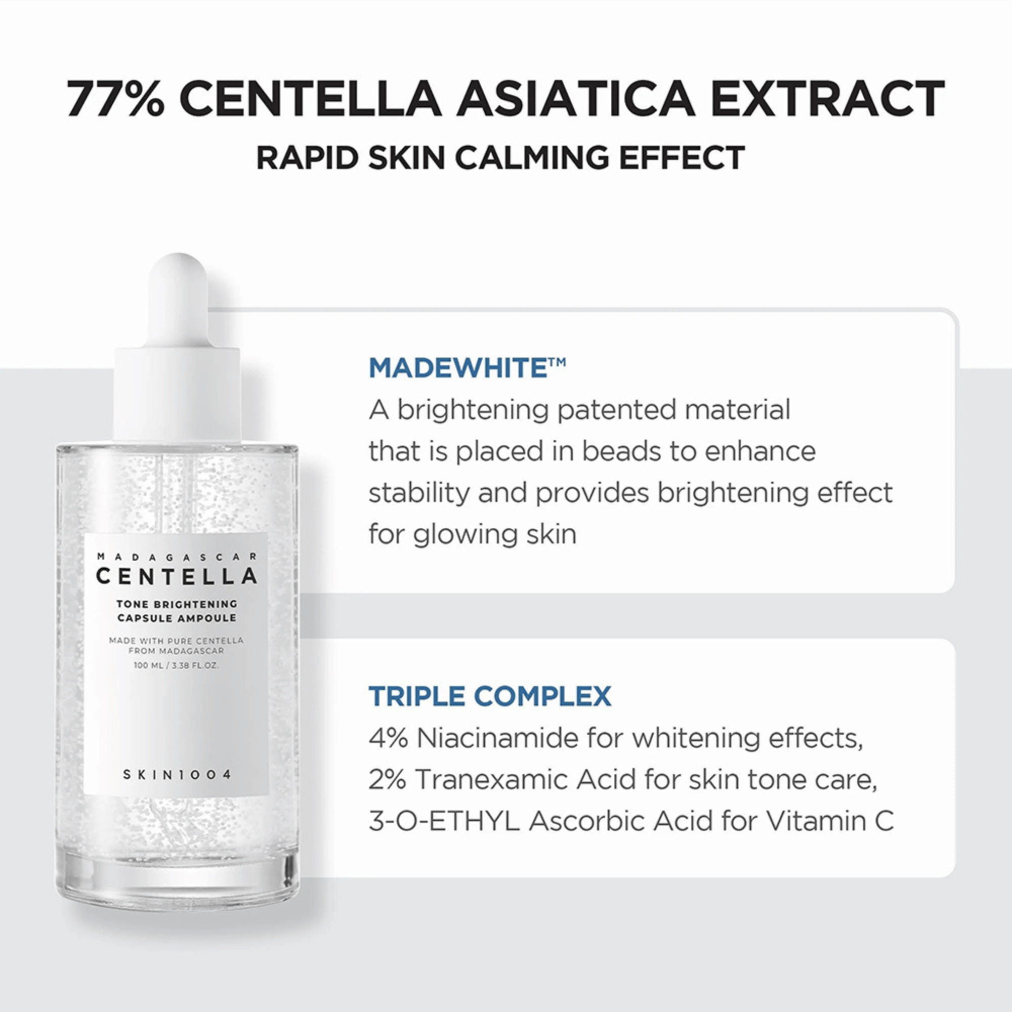 Skin1004 Madagascar Centella Tone Brightening Capsule Ampoule 100ml - cosmadic