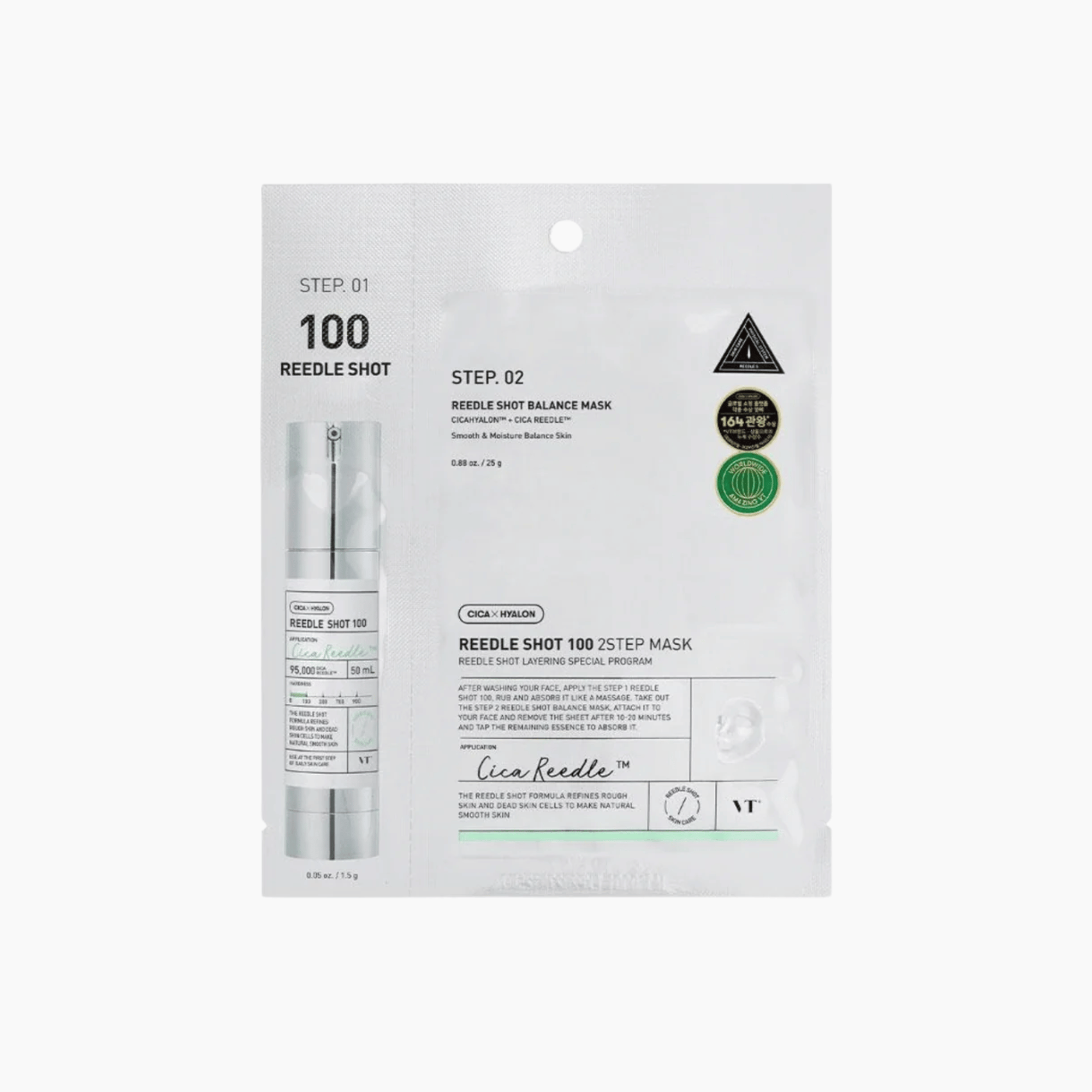 VT Cosmetics Reedle Shot 100 2Step Mask mit Serum und Tuchmaske in Einzelverpackung – K-Beauty Innovation