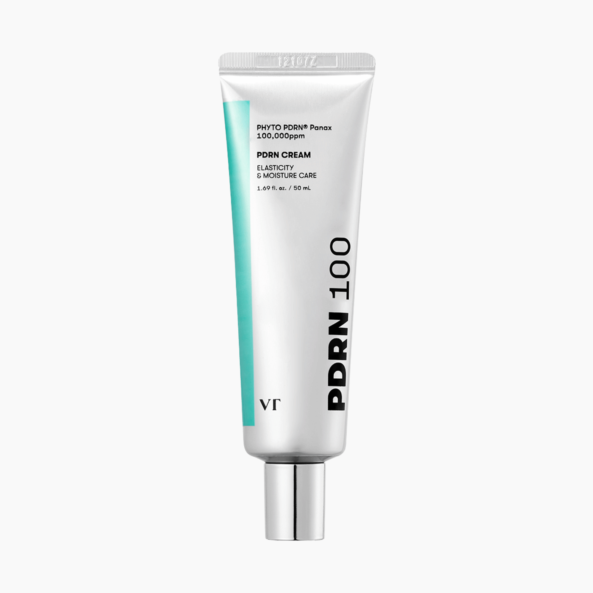 VT Cosmetics PDRN 100 Cream 50ml in silberner Tube mit türkisfarbenem Akzent