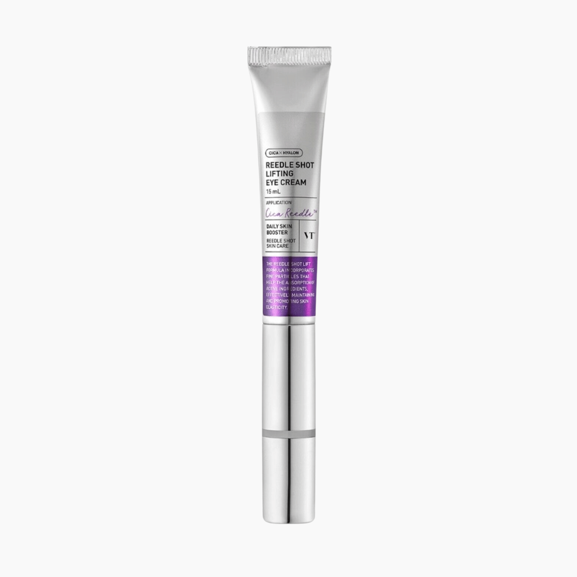 VT Cosmetics Reedle Shot Lifting Eye Cream 15ml in silberner Tube mit lila Akzent