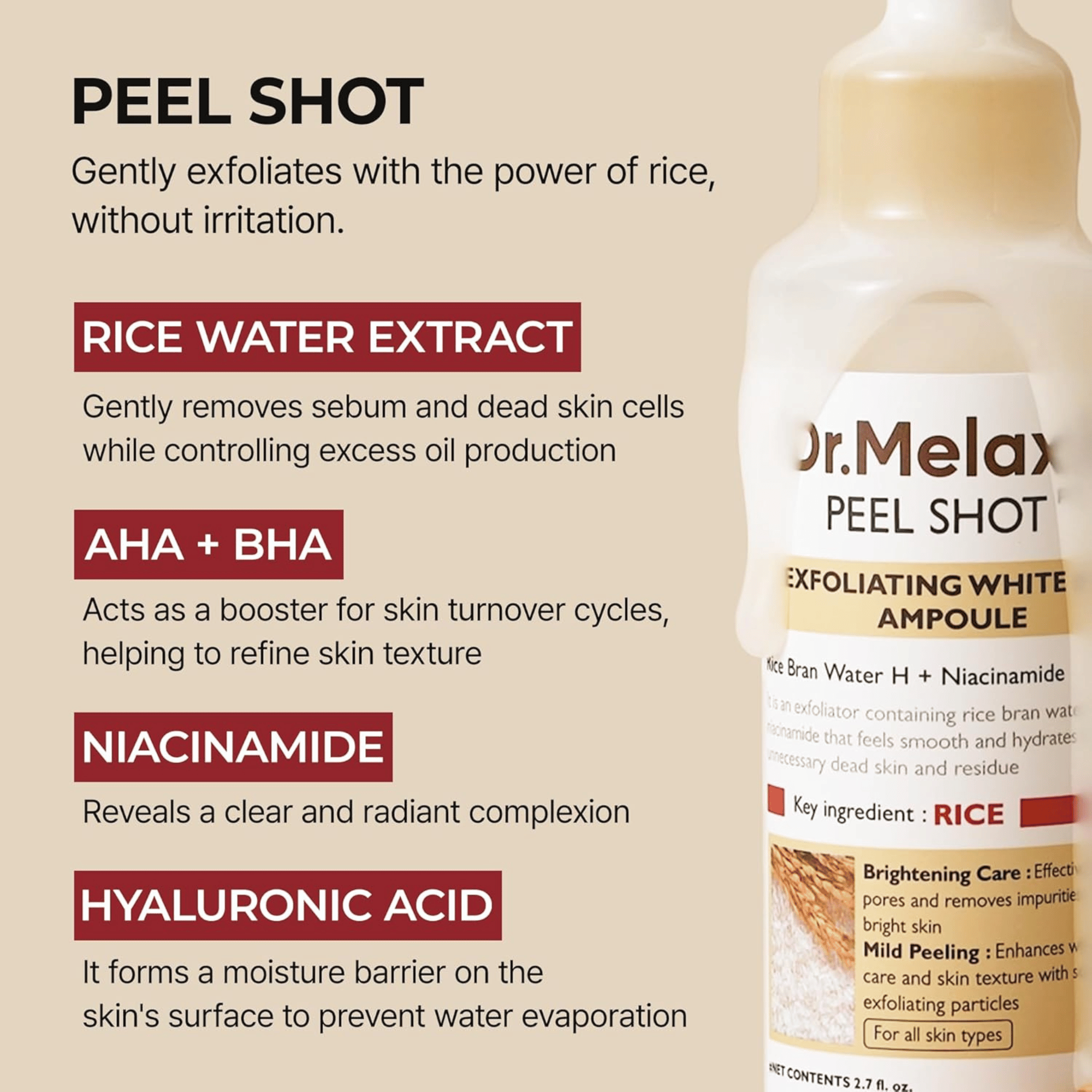 Dr.Melaxin Peel Shot Exfoliating White Rice Ampoule 80ml