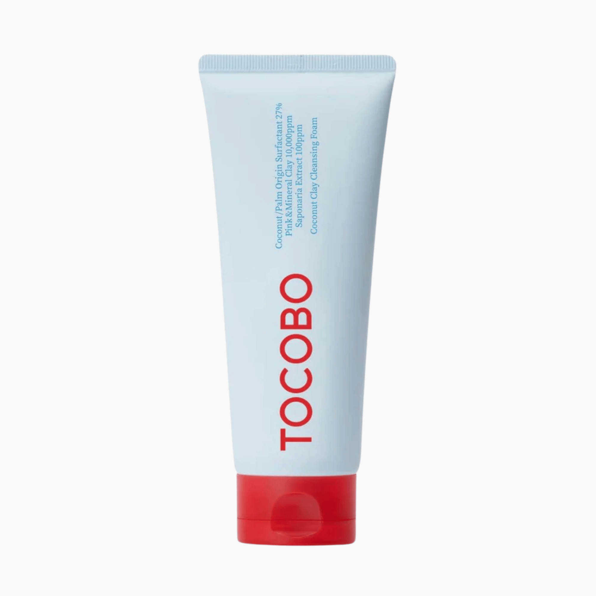 Tocobo Coconut Clay Cleansing Foam in hellblauer Tube mit rotem Deckel porentiefe Reinigung