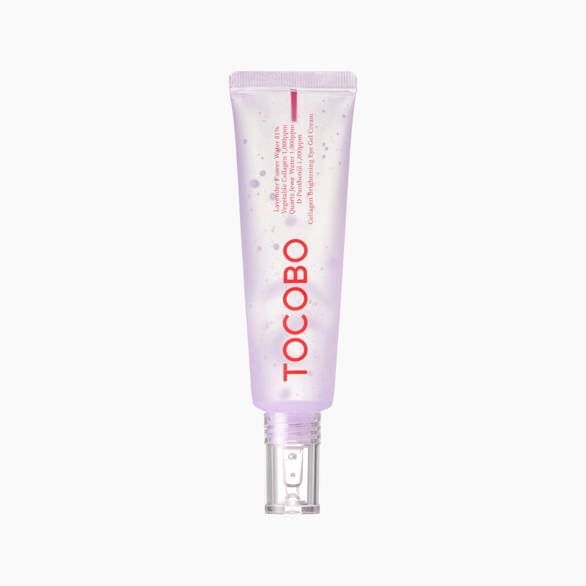 Tocobo Collagen Brightening Eye Gel Cream 30ml mit Lavendelwasser und veganem Kollagen in transparenter Tube