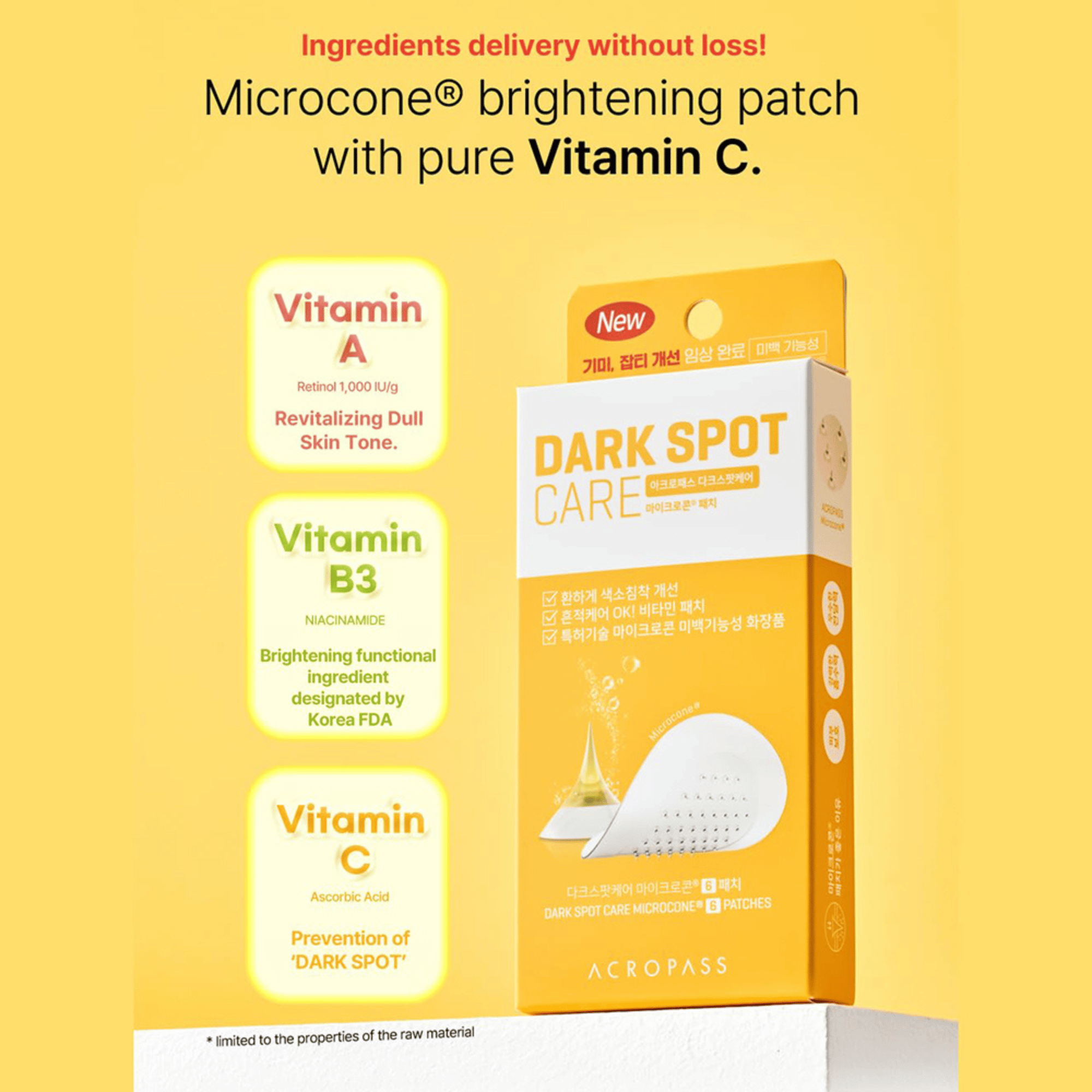 Acropass Dark Spot Patch mit Vitamin C, A und B3 – funktionelle koreanische Hautpflege zur Aufhellung von Verfärbungen