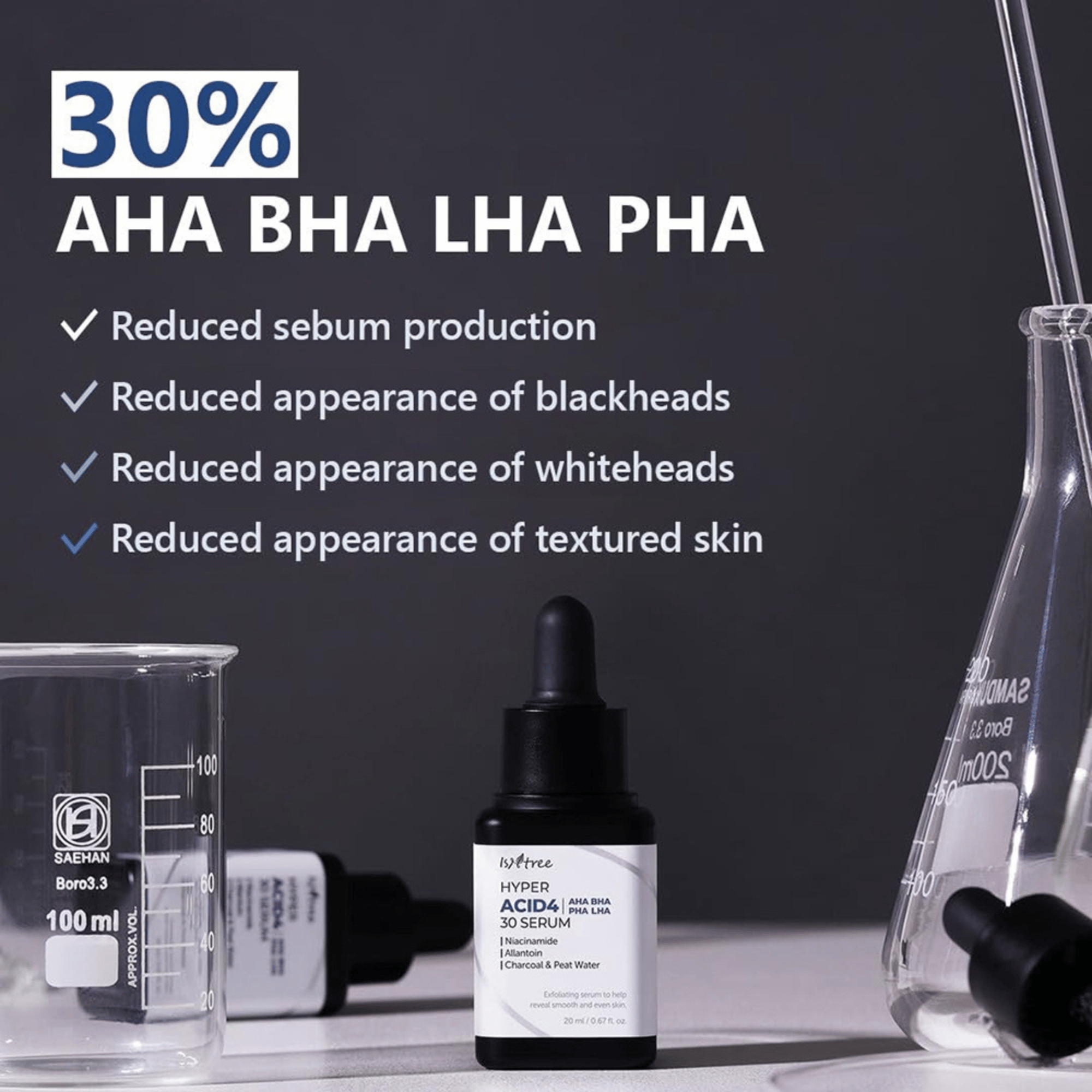 Isntree Hyper Acid4 AHA BHA PHA LHA 30 Serum 20ml - cosmadic
