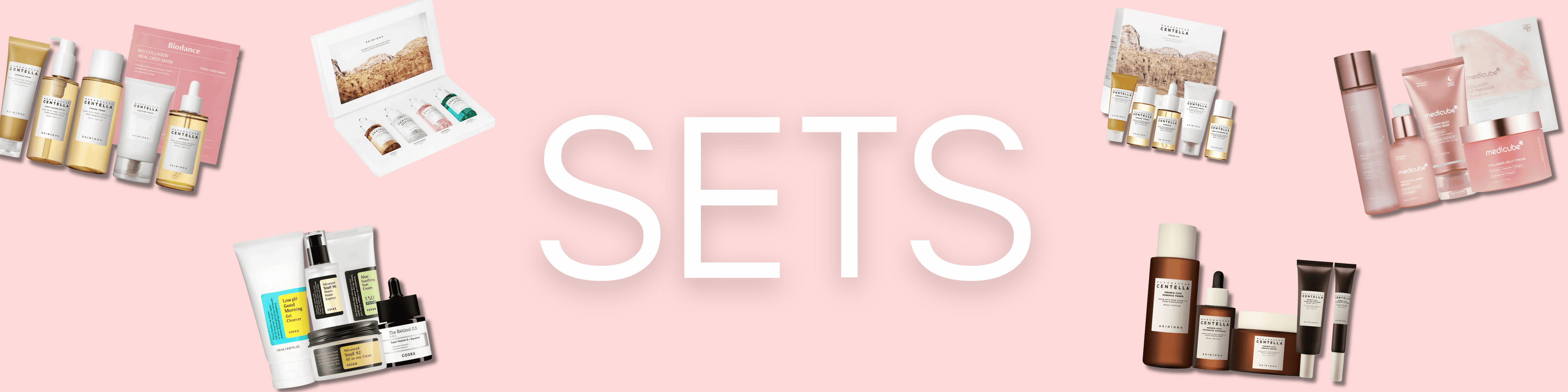 6 Sets von verschiedenen Marken, wie Skin1004, Cosrx und Medicube