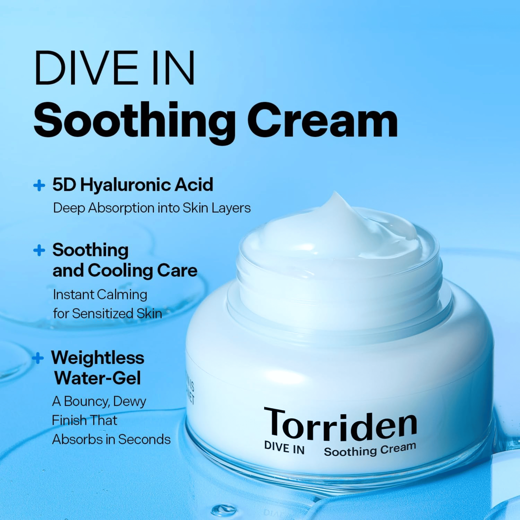 Torriden DIVE-IN Low Molecular Hyaluronic Acid Soothing Cream 100ml - cosmadic