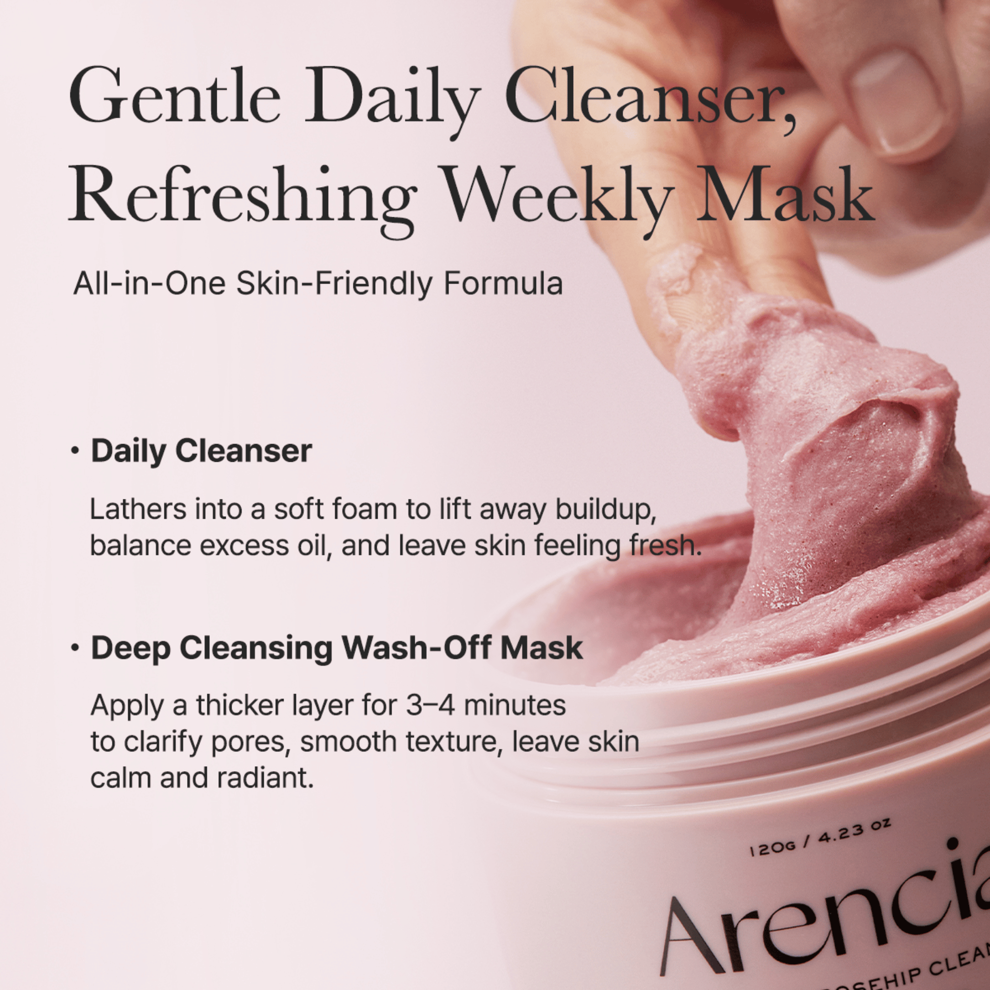 Arencia Fresh Rosehip Rice Mochi Cleanser - cosmadic