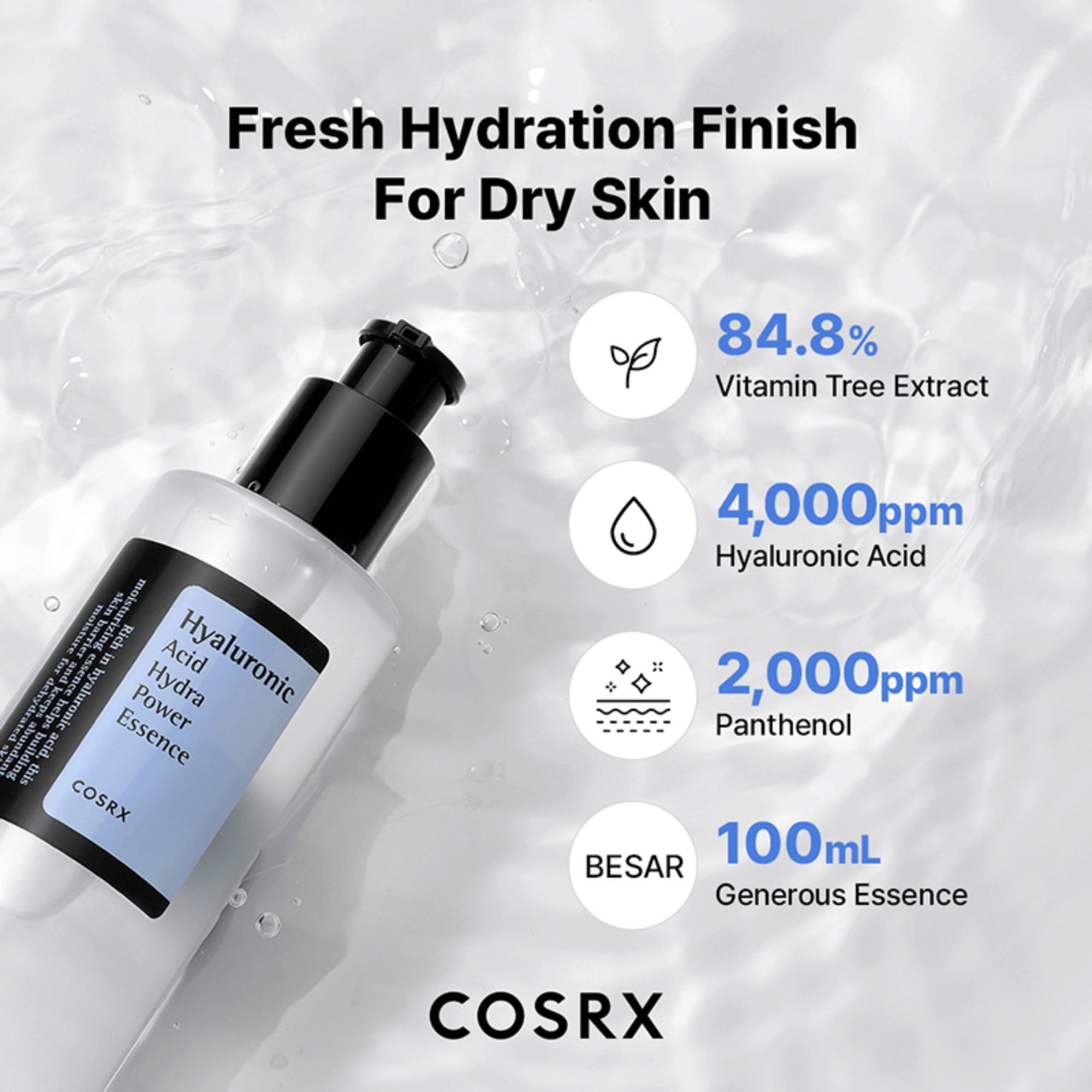 COSRX Hyaluronic Acid Hydra Power Essence 100ml - cosmadic