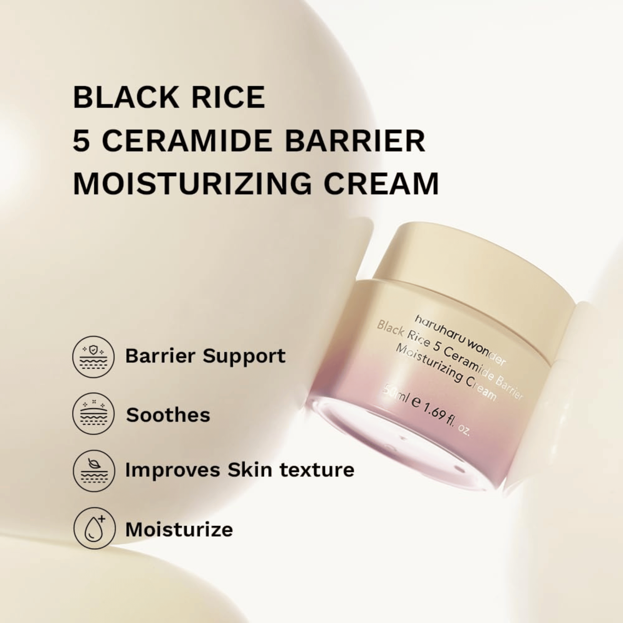HaruHaru Wonder Black Rice 5 Ceramide Barrier Moisturizing Cream 50ml - cosmadic