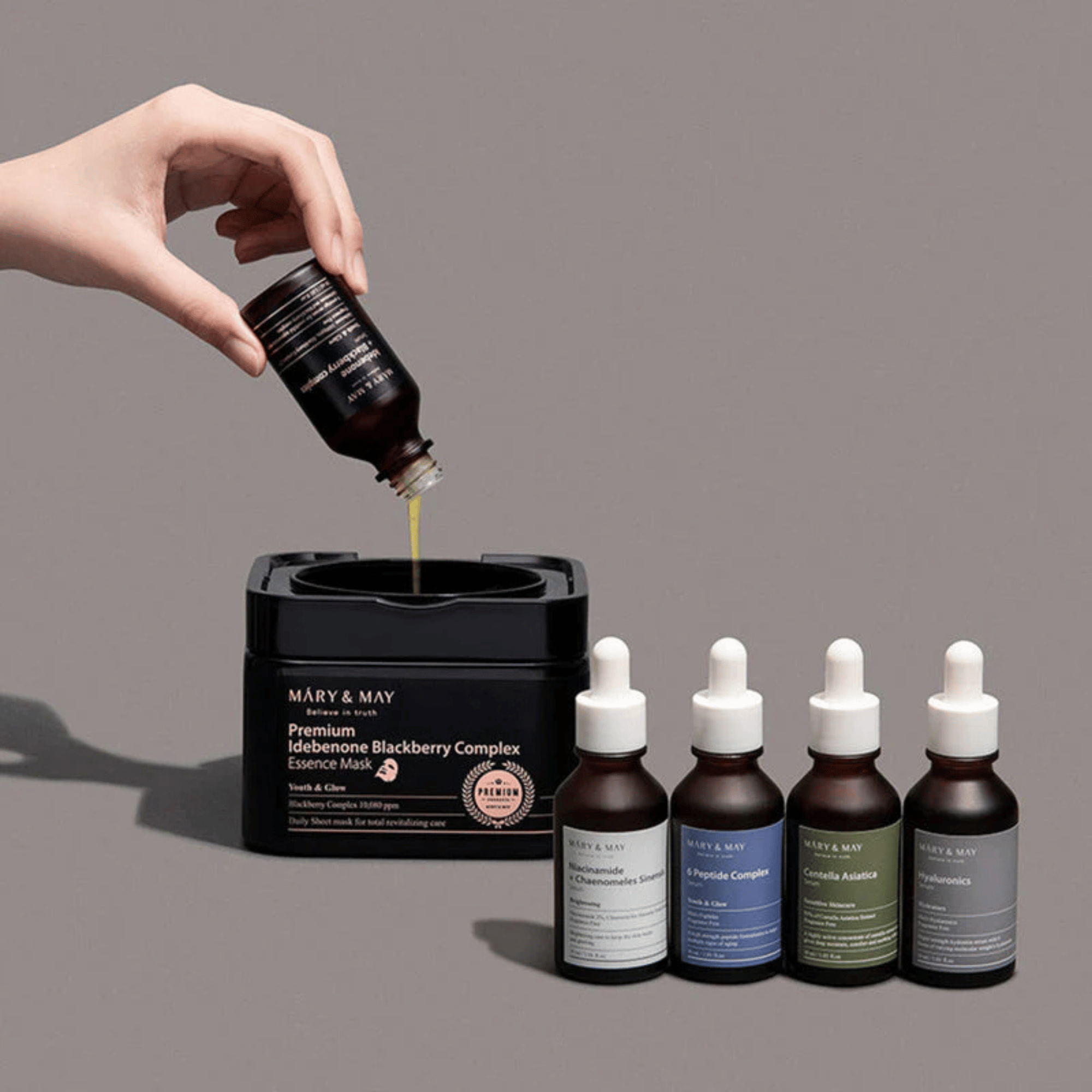 MARY & MAY Premium Idebenone Blackberry Complex Essence Mask 20Stk - cosmadic