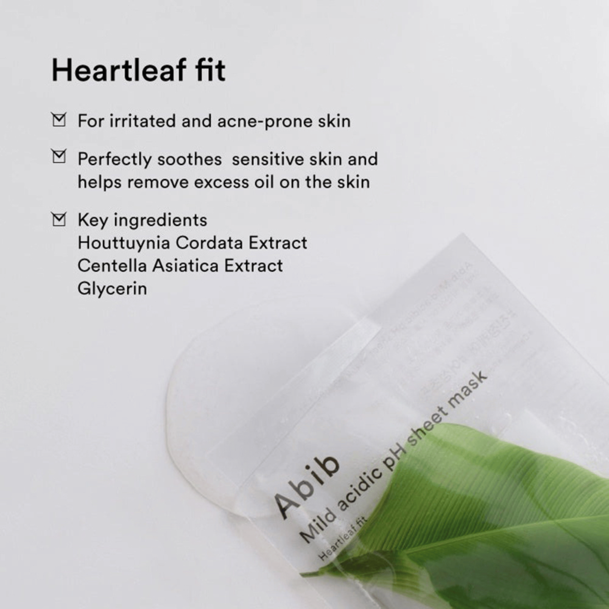 Abib Sheet Mask Heartleaf Fit – milde K-Beauty Tuchmaske mit Centella und Houttuynia zur Beruhigung irritierter Haut