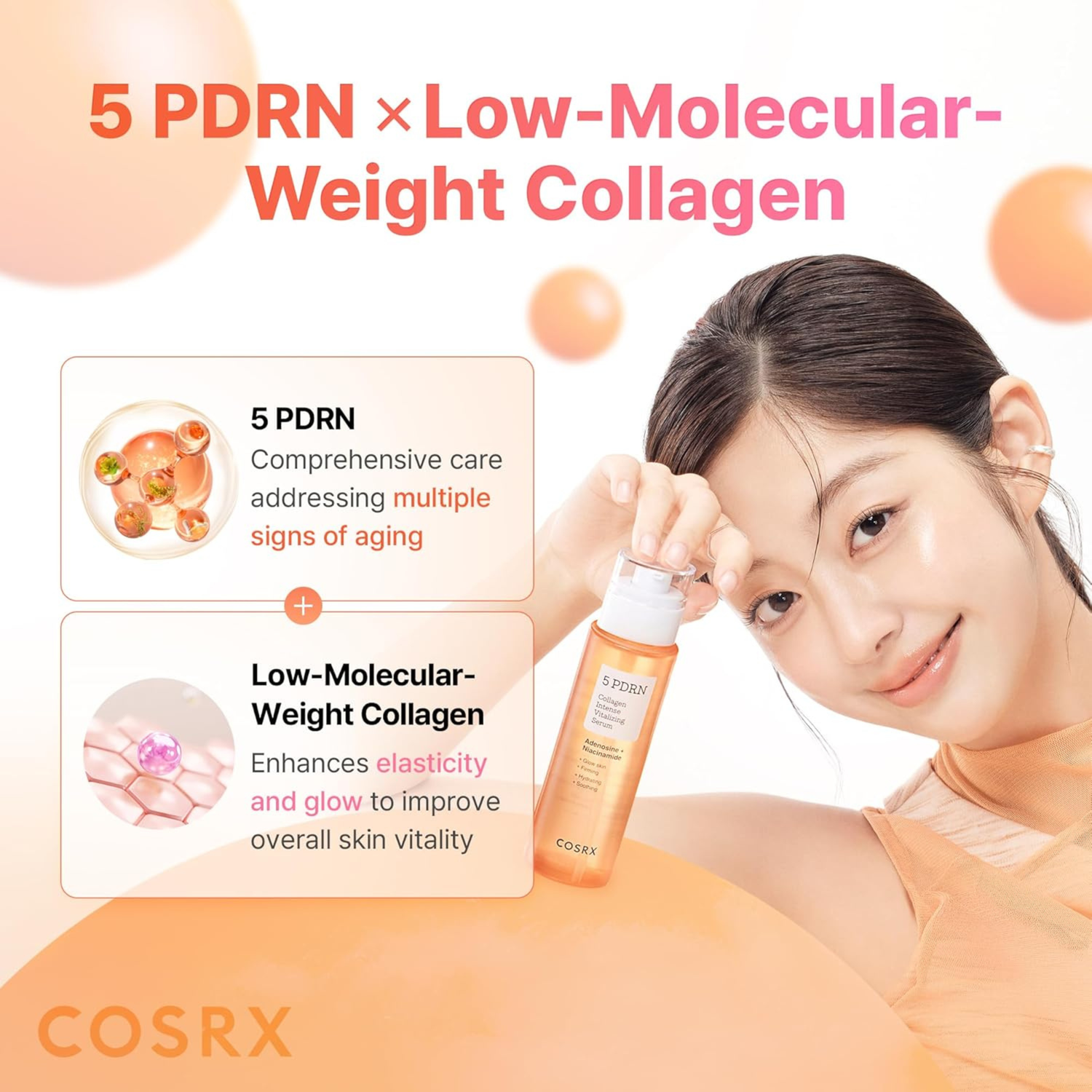 COSRX 5 PDRN Collagen Intense Vitalizing Serum 100ml - cosmadic