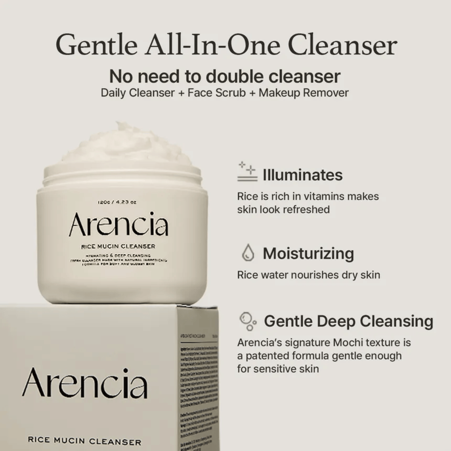 Arencia Rice Mucin Cleanser - cosmadic