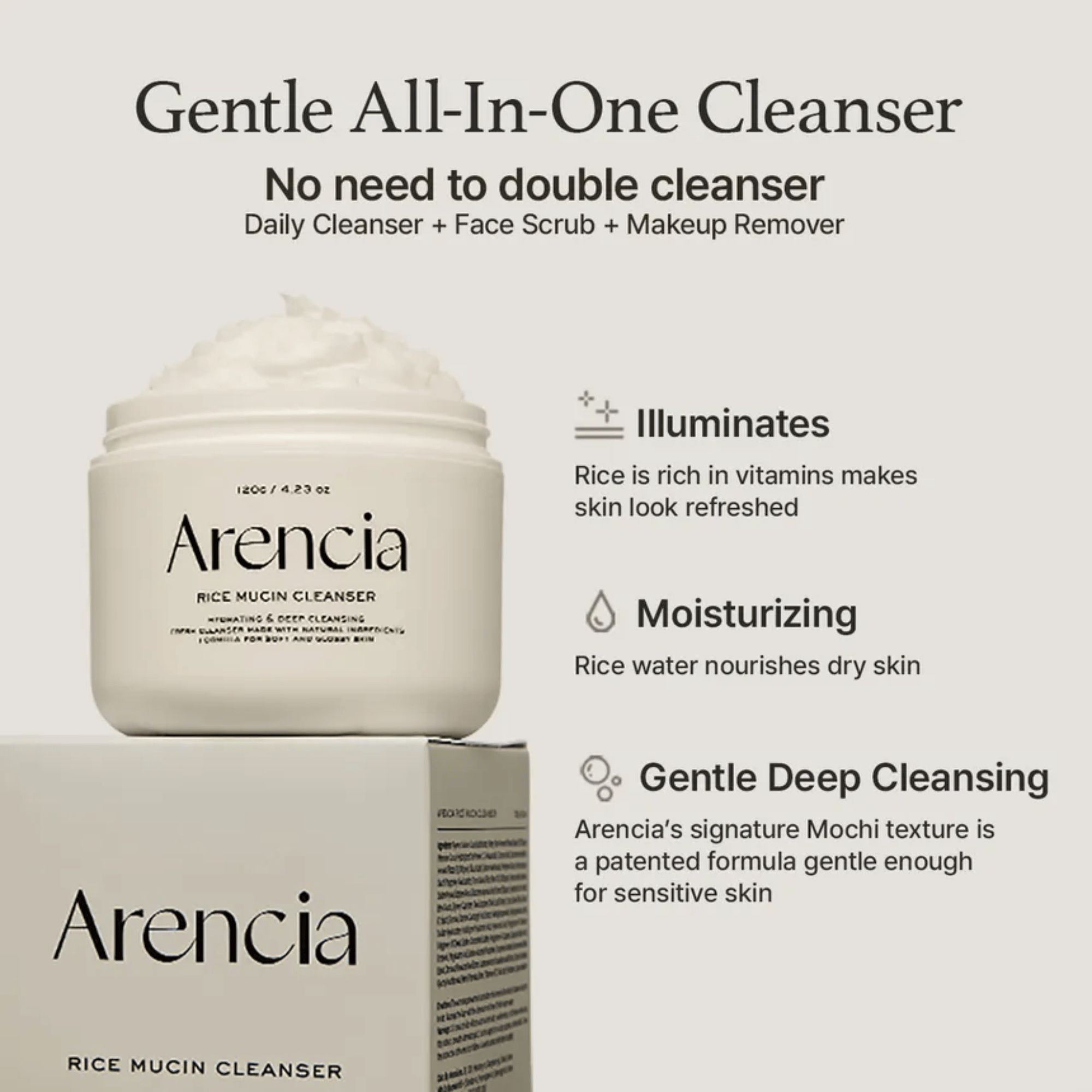 Arencia Rice Mucin Cleanser - cosmadic