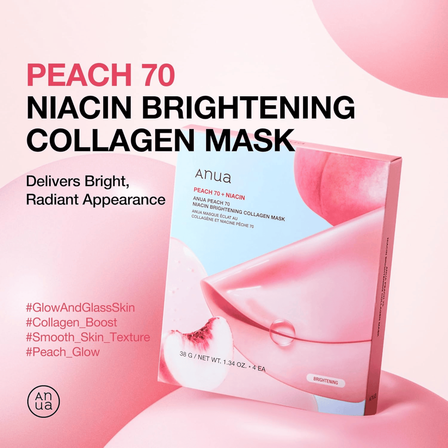 Anua Peach 70 Niacin Brightening Collagen Mask 1 Stück - cosmadic