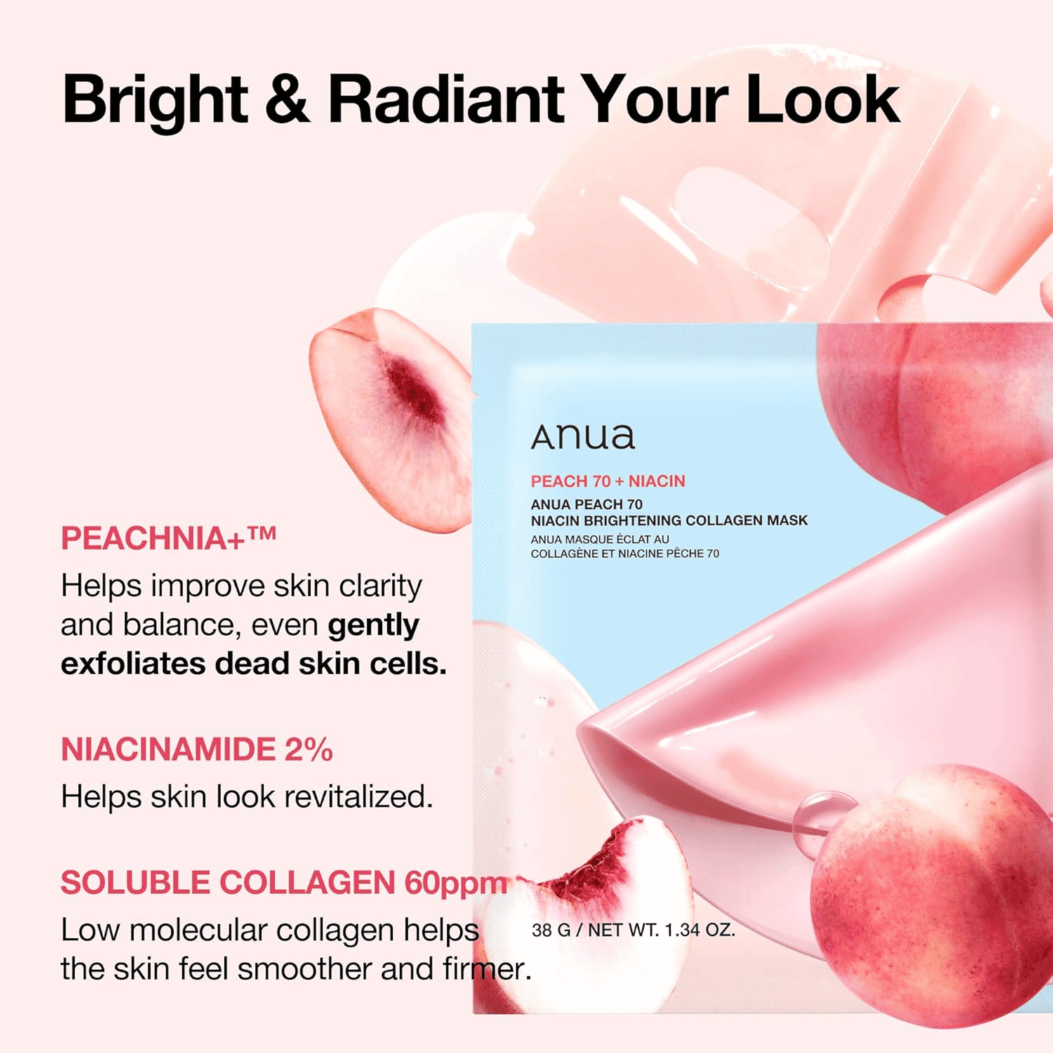 Anua Peach 70 Niacin Brightening Collagen Mask 1 Stück - cosmadic