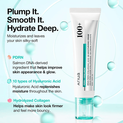 Anua PDRN Hyaluronic Acid 100 Moisturizing Cream 60ml - cosmadic