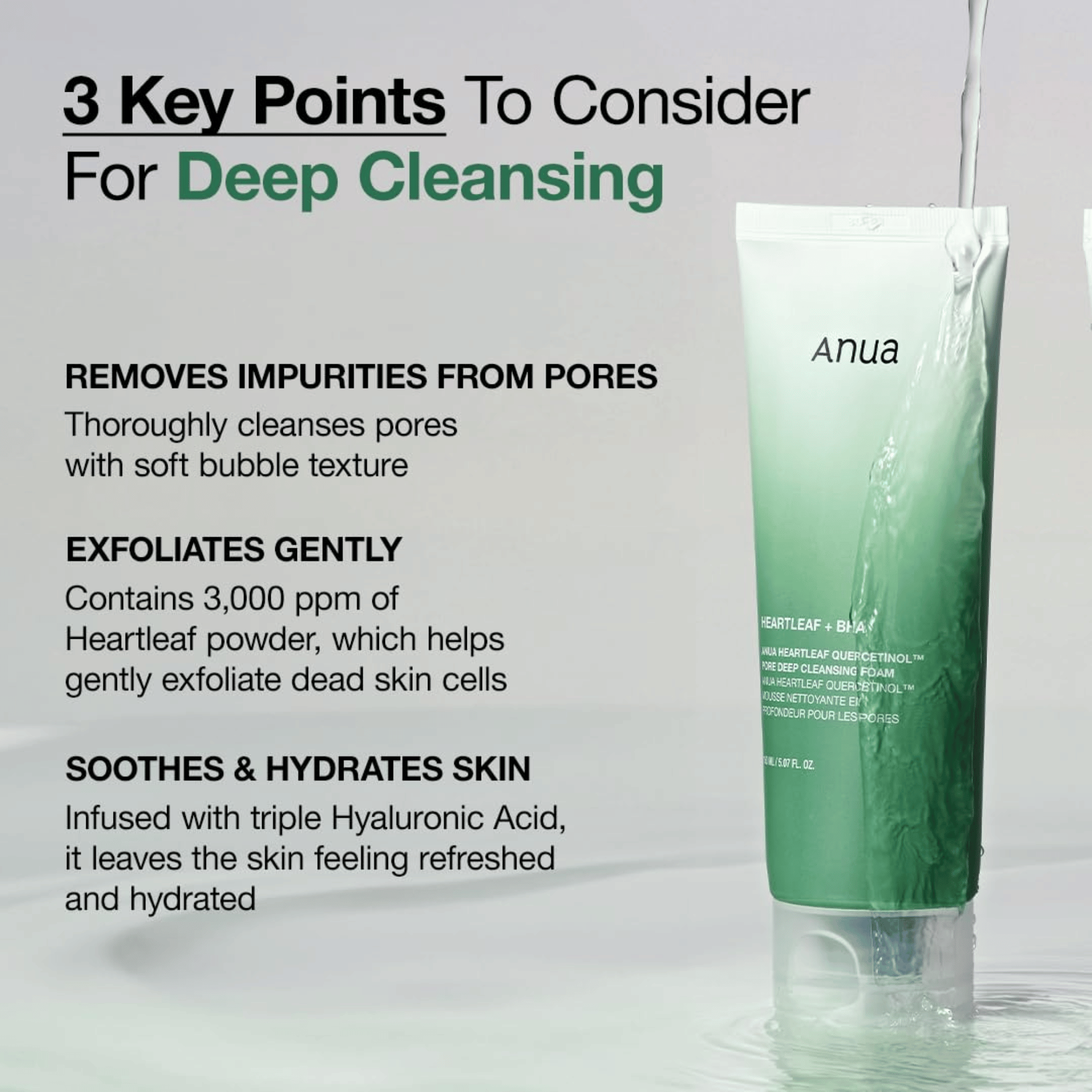 Anua Heartleaf Quercetinol Pore Deep Cleansing Foam 150ml - cosmadic