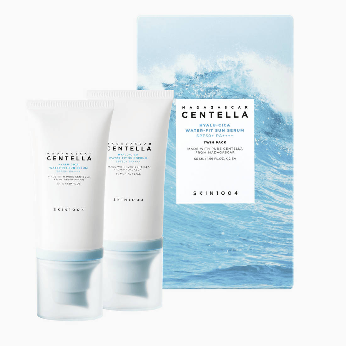Skin1004 Set Madagascar Centella Hyalu Cica Water Fit Sun Serum 2x 50ml
