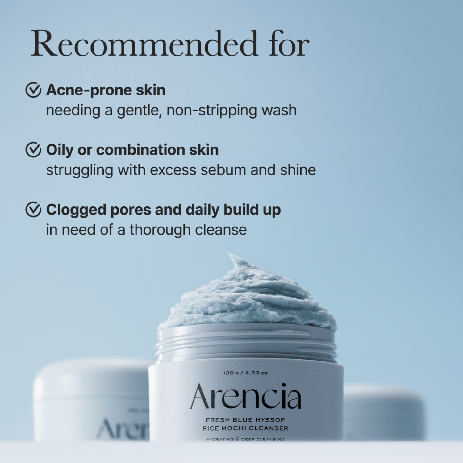 Arencia Fresh Blue Hyssop Rice Mochi Cleanser