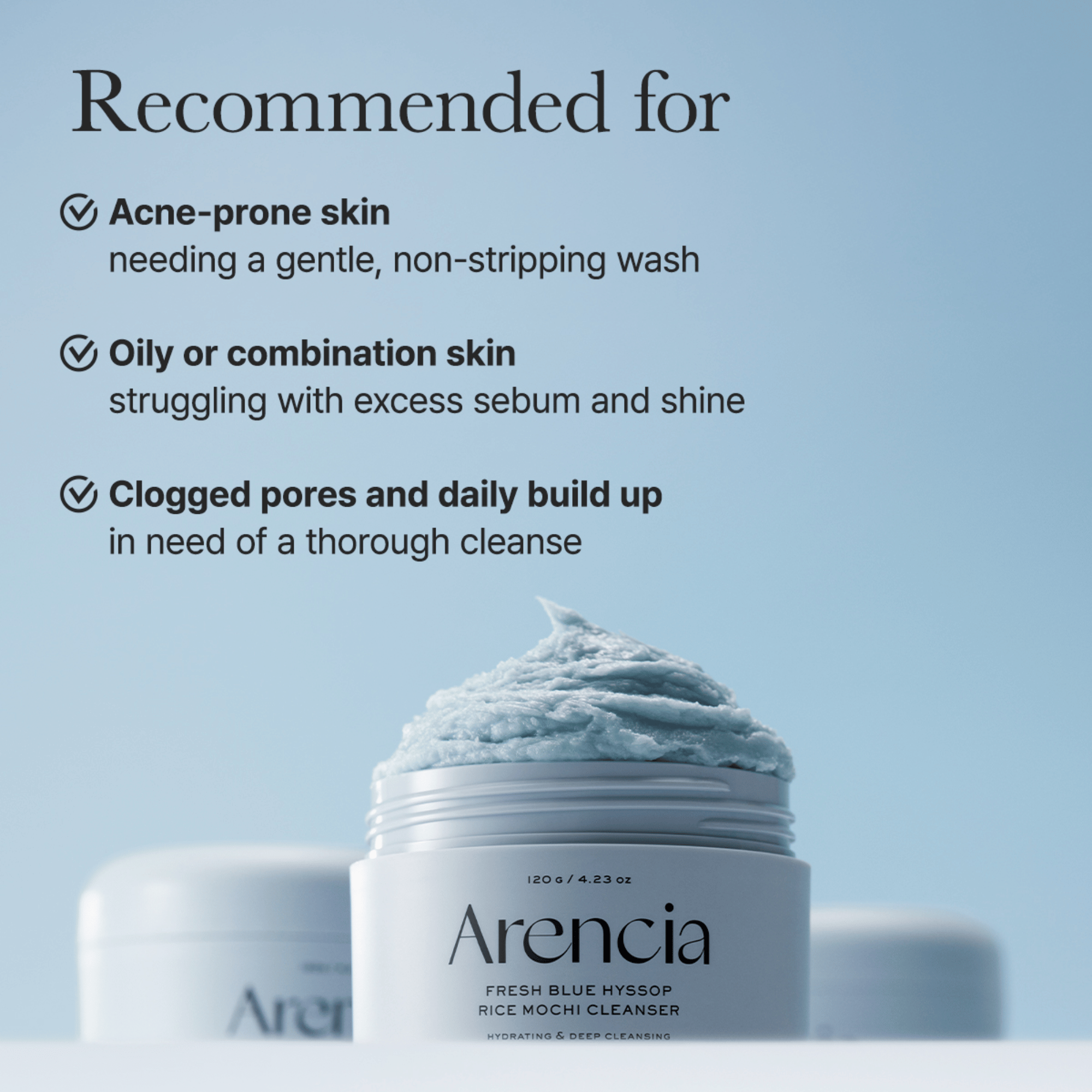 Arencia Fresh Blue Hyssop Rice Mochi Cleanser