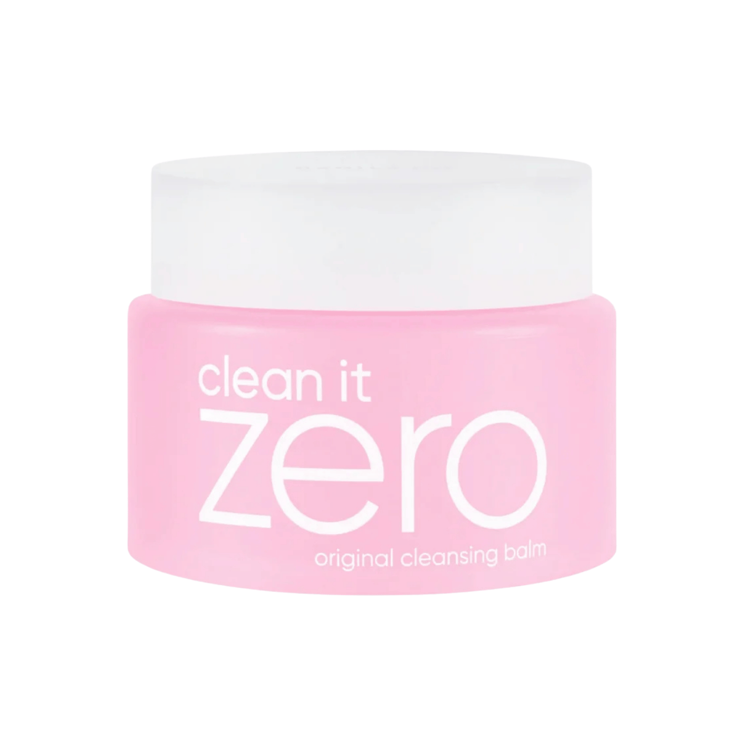 Ein rosafarbener Tiegel BANILA CO Clean It Zero Cleansing Balm Original 180ml mit weißem Deckel wird vor einem schlichten weißen Hintergrund gezeigt.