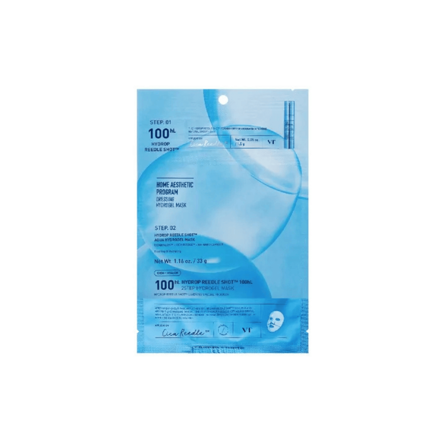 VT Cosmetics Hydrop Reedle Shot 100hL 2Step Hydrogel Mask 33g