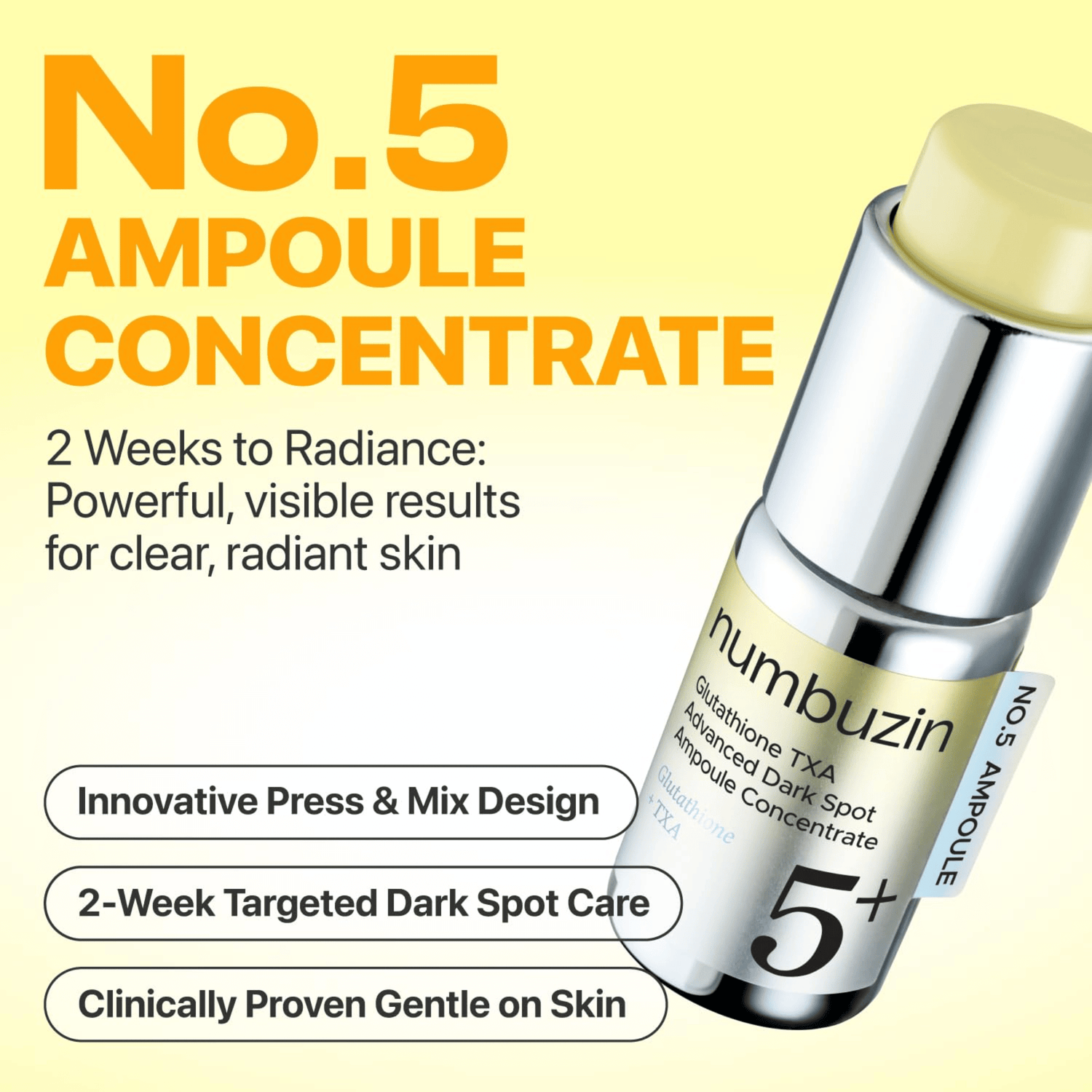Numbuzin No.5 Glutathione TXA Advanced Dark Spot Ampoule Concentrate 10g+0.7g - cosmadic