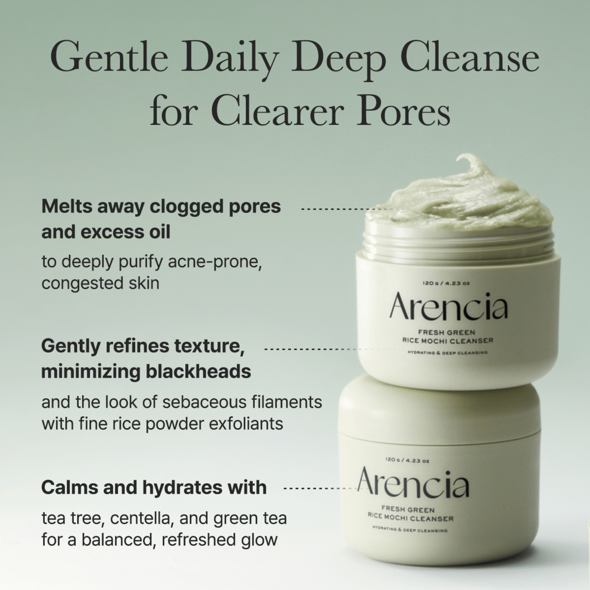 Arencia Fresh Green Rice Mochi Cleanser - cosmadic