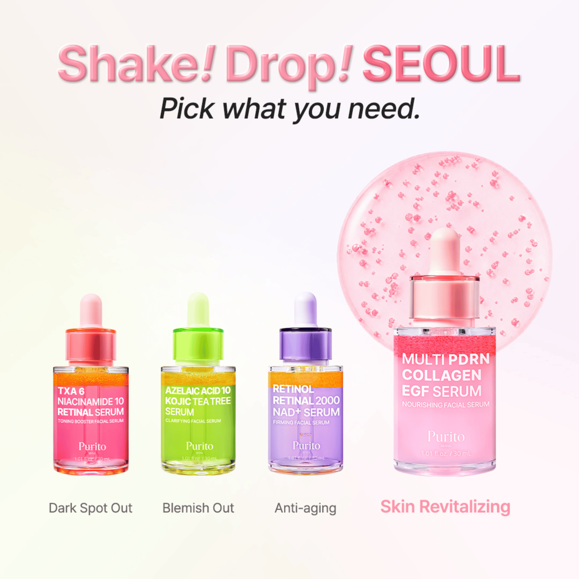 Purito Seoul Multi PDRN Collagen EGF Serum 30ml - cosmadic