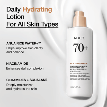 Anua Rice 70 Intensive Moisturizing Milk 150ml - cosmadic