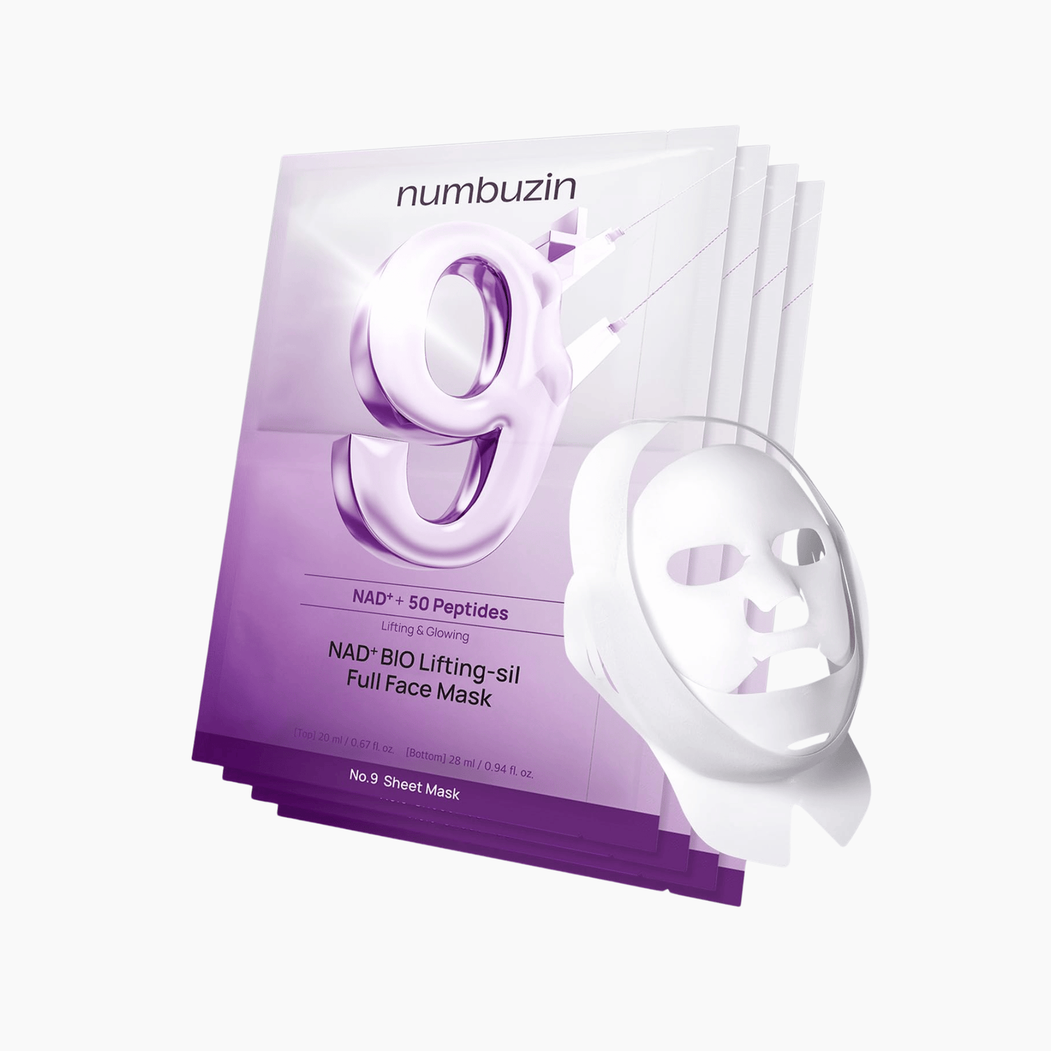 Numbuzin No.9 NAD+ Bio Lifting-sil Full Face Mask 4 sheets - cosmadic