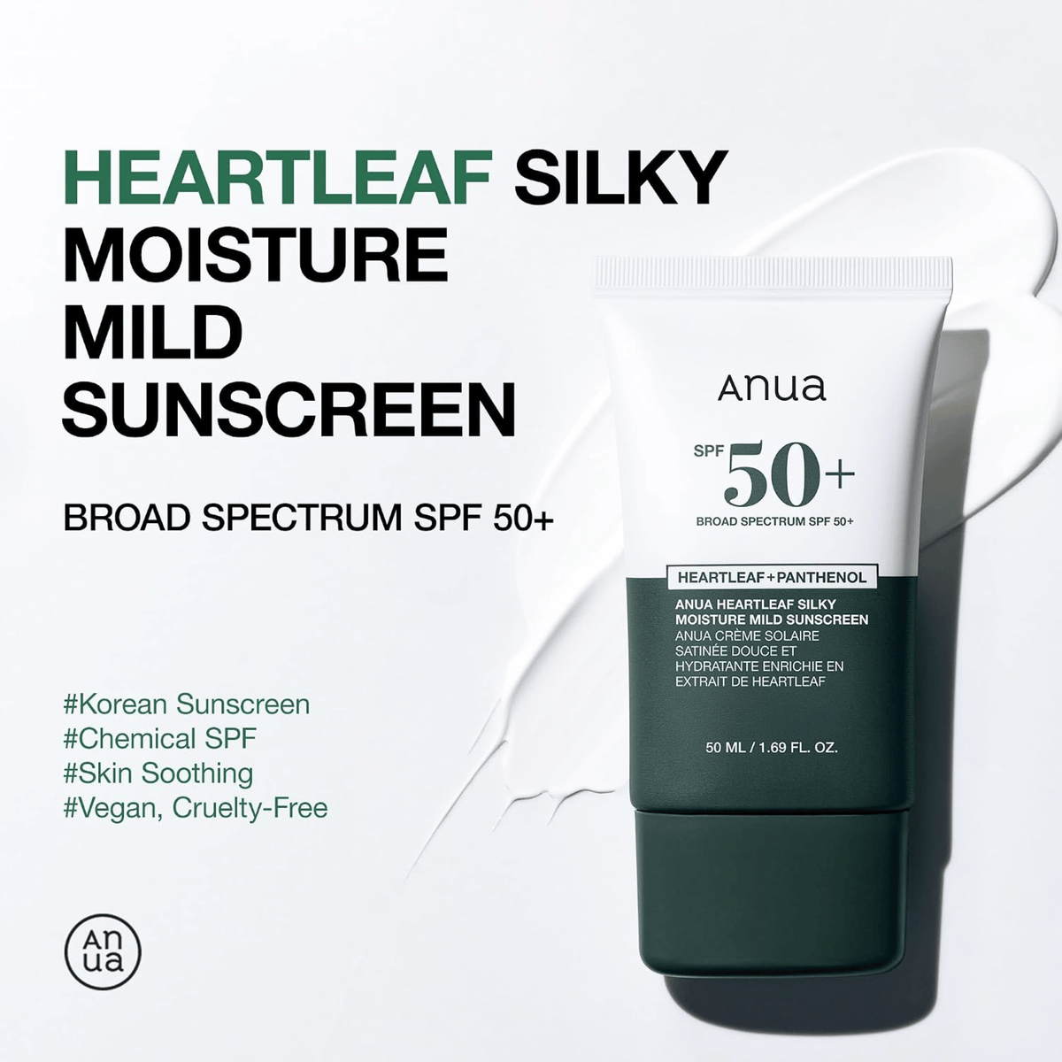 Anua Heartleaf Silky Moisture Sun Cream SPF50+ PA++++ 50ml - cosmadic