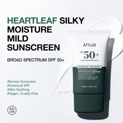 Anua Heartleaf Silky Moisture Sun Cream SPF50+ PA++++ 50ml - cosmadic