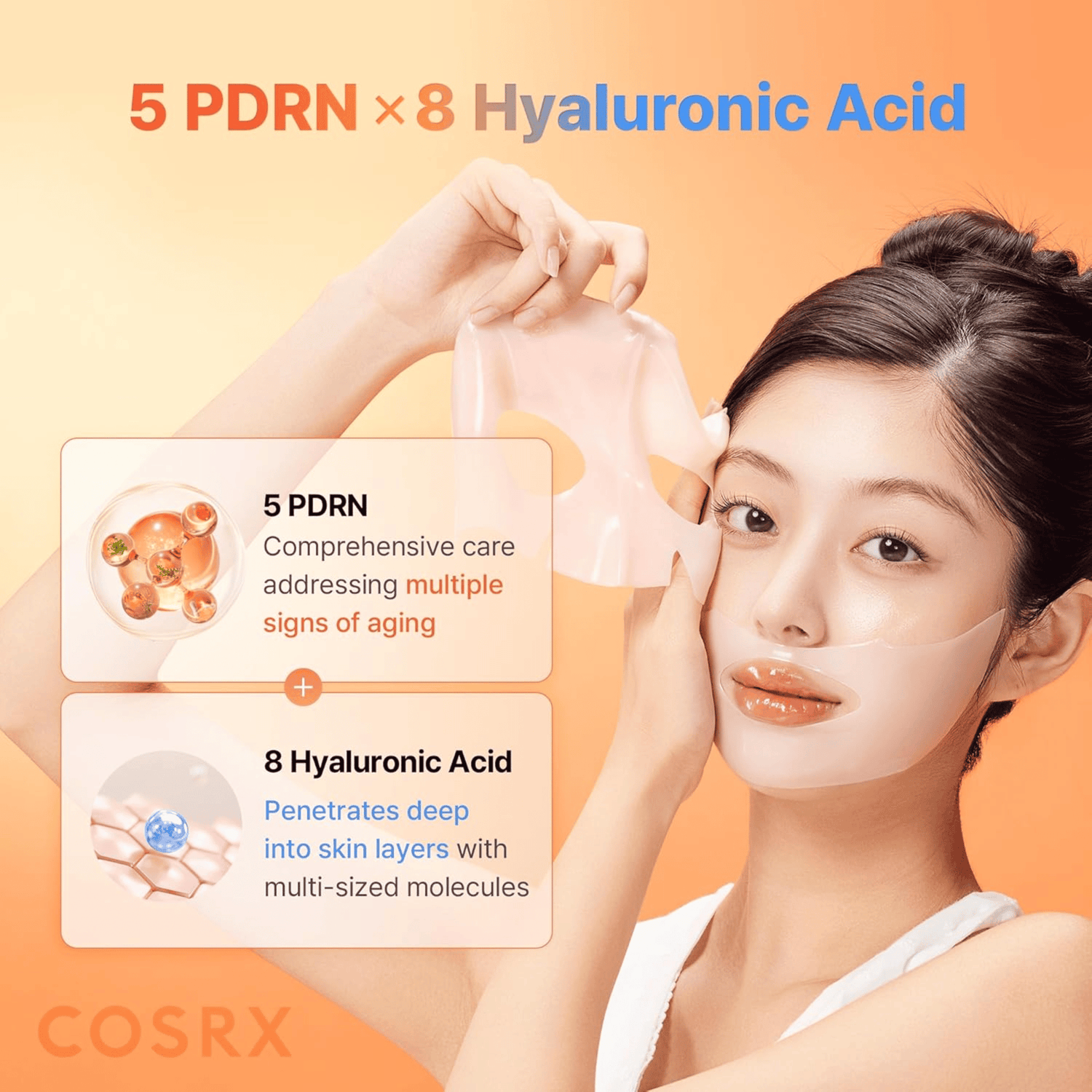 COSRX 5 PDRN Hyaluronic Acid Vital Hydrating Hydrogel Mask 3 Stück - cosmadic